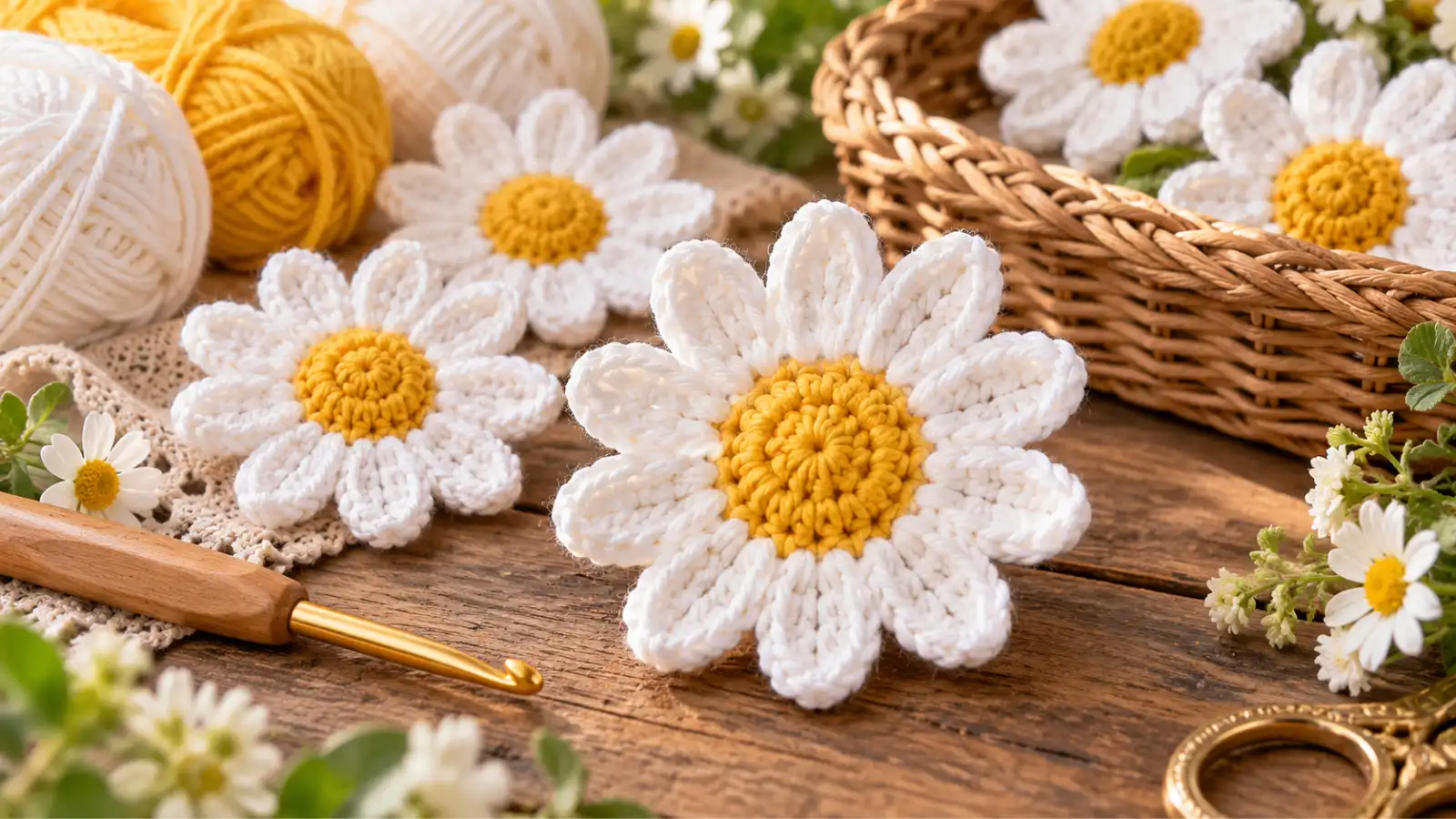 Crochet Daisy Pattern – Free 10-Petal Tutorial